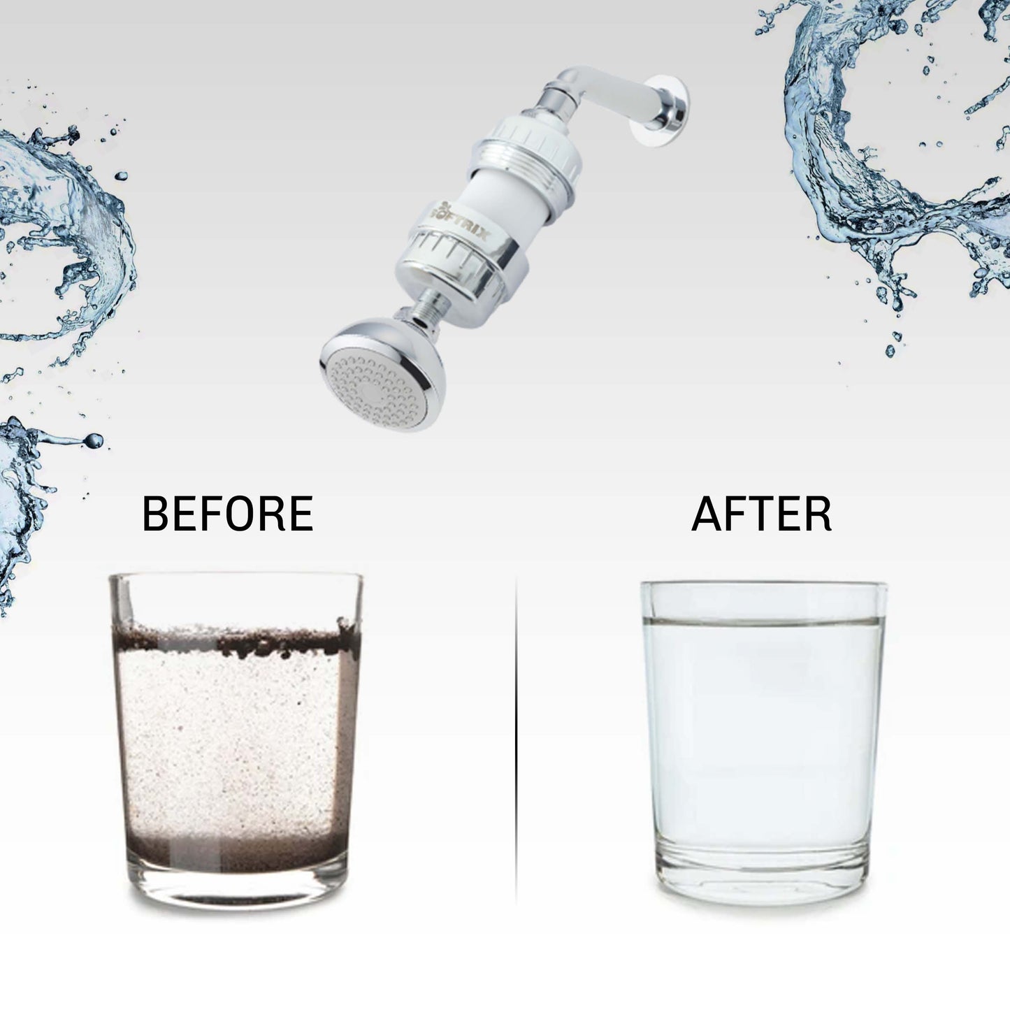 Softrix Premium Multi Stage Shower Water Filter Reduces Skin Dryness | Water Softener for Bathroom | Hard Water Filter (Chrome, Pack of 1)