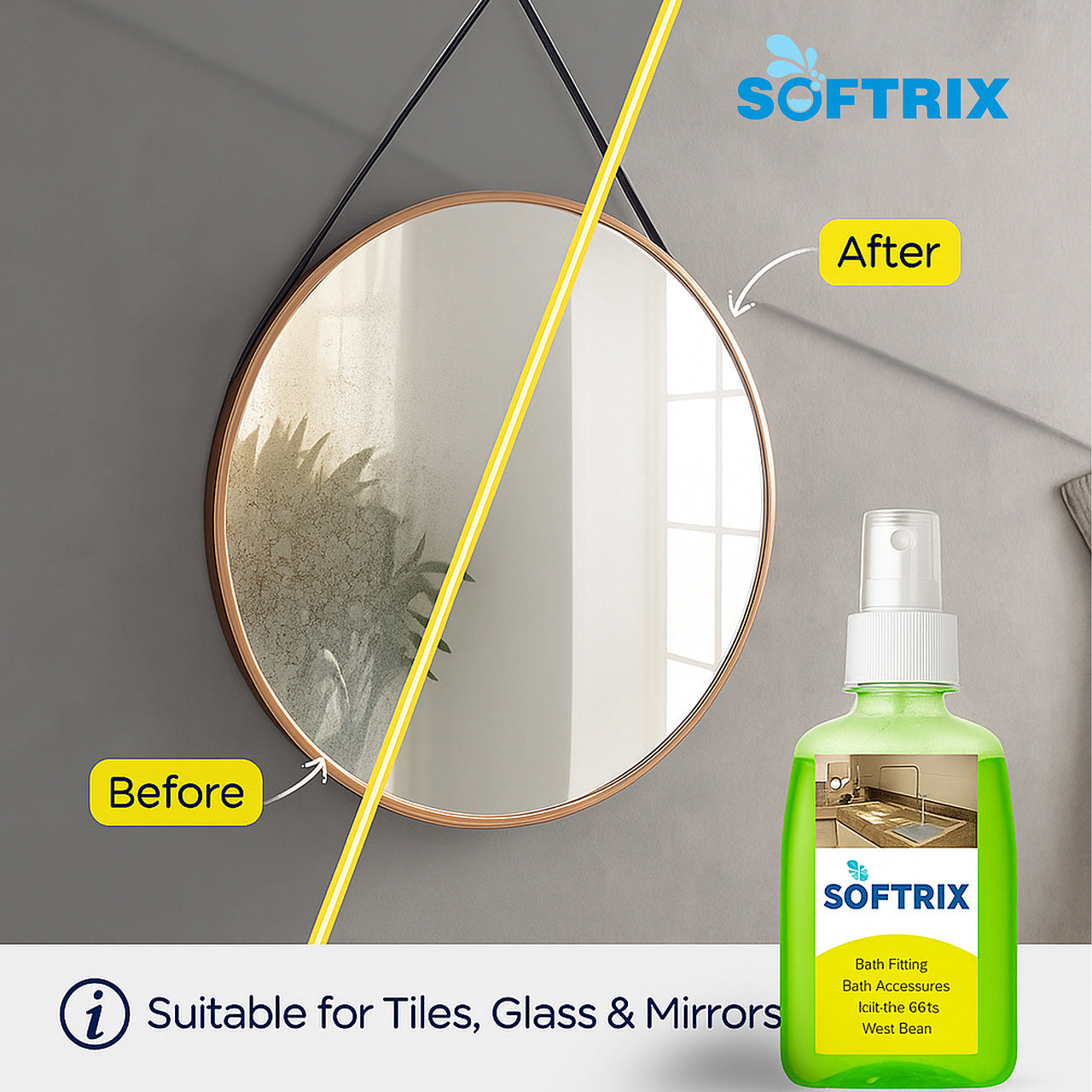 Softrix Hard Water Stain Remover Spray | CP Fitting & Bathroom Cleaner