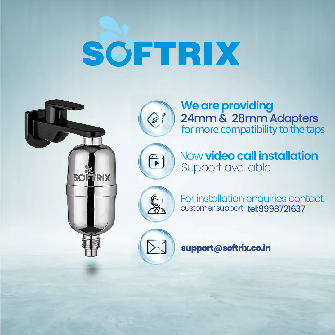 Softrix Universal Shower & Tap Water Filter Combo with Comb & Hard Water Stain Remover